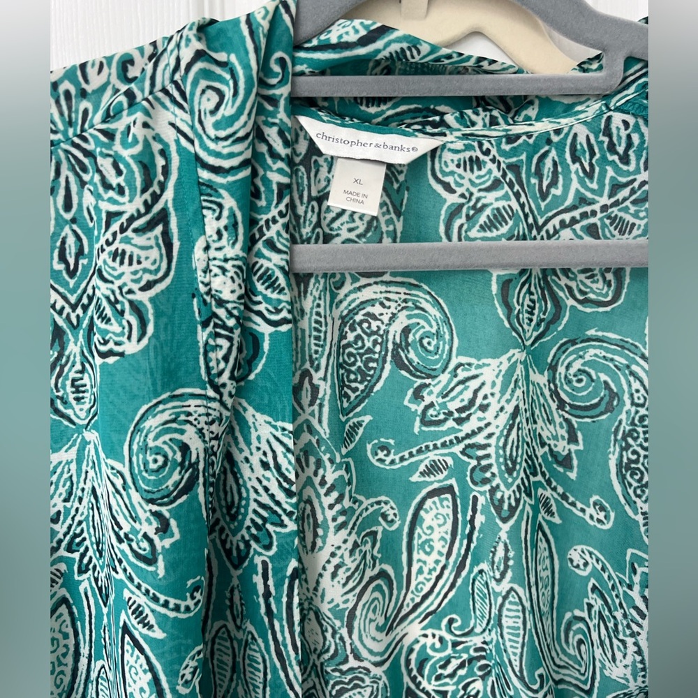 Christopher & banks XL teal turquoise paisley vest - Picture 3 of 4